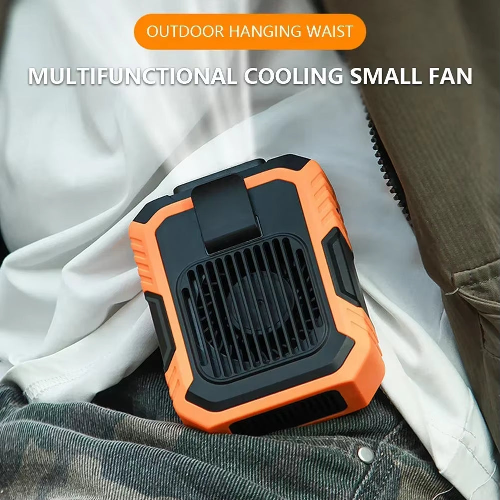 4000Mah Portable Mini Waist Fan Wearable Personal Fan 3 Speed USB Rechargeable Waist Clip Fan Emergency Mobile Power for Outdoor