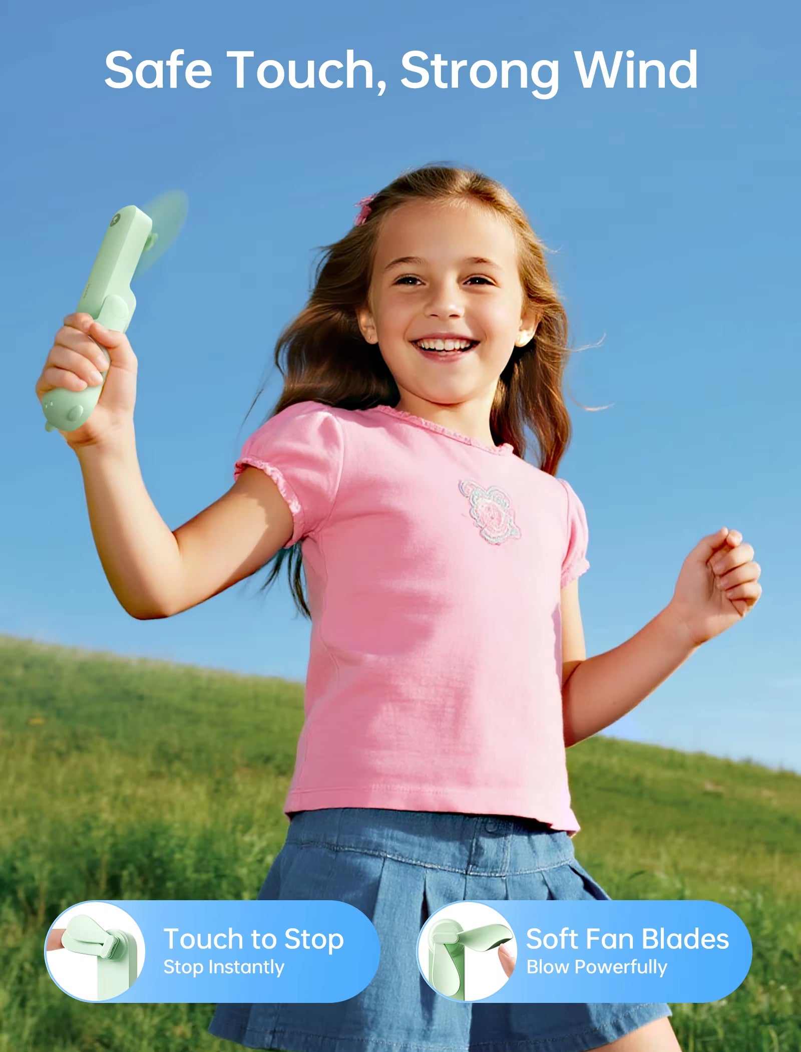 Portable Fan Mini Handheld Fan USB 4500Mah Recharge Hand Held Small 3 In1 Pocket Fan with Power Bank Flashlight Feature