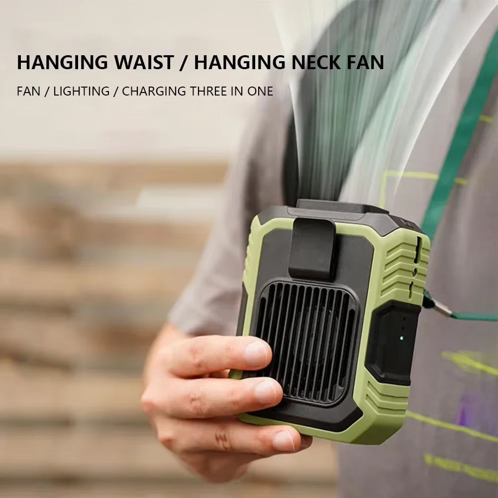 4000Mah Portable Mini Waist Fan Wearable Personal Fan 3 Speed USB Rechargeable Waist Clip Fan Emergency Mobile Power for Outdoor