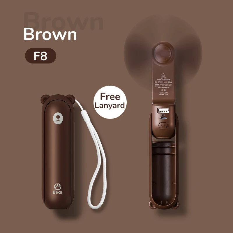 Portable Fan Mini Handheld Fan USB 4500Mah Recharge Hand Held Small 3 In1 Pocket Fan with Power Bank Flashlight Feature