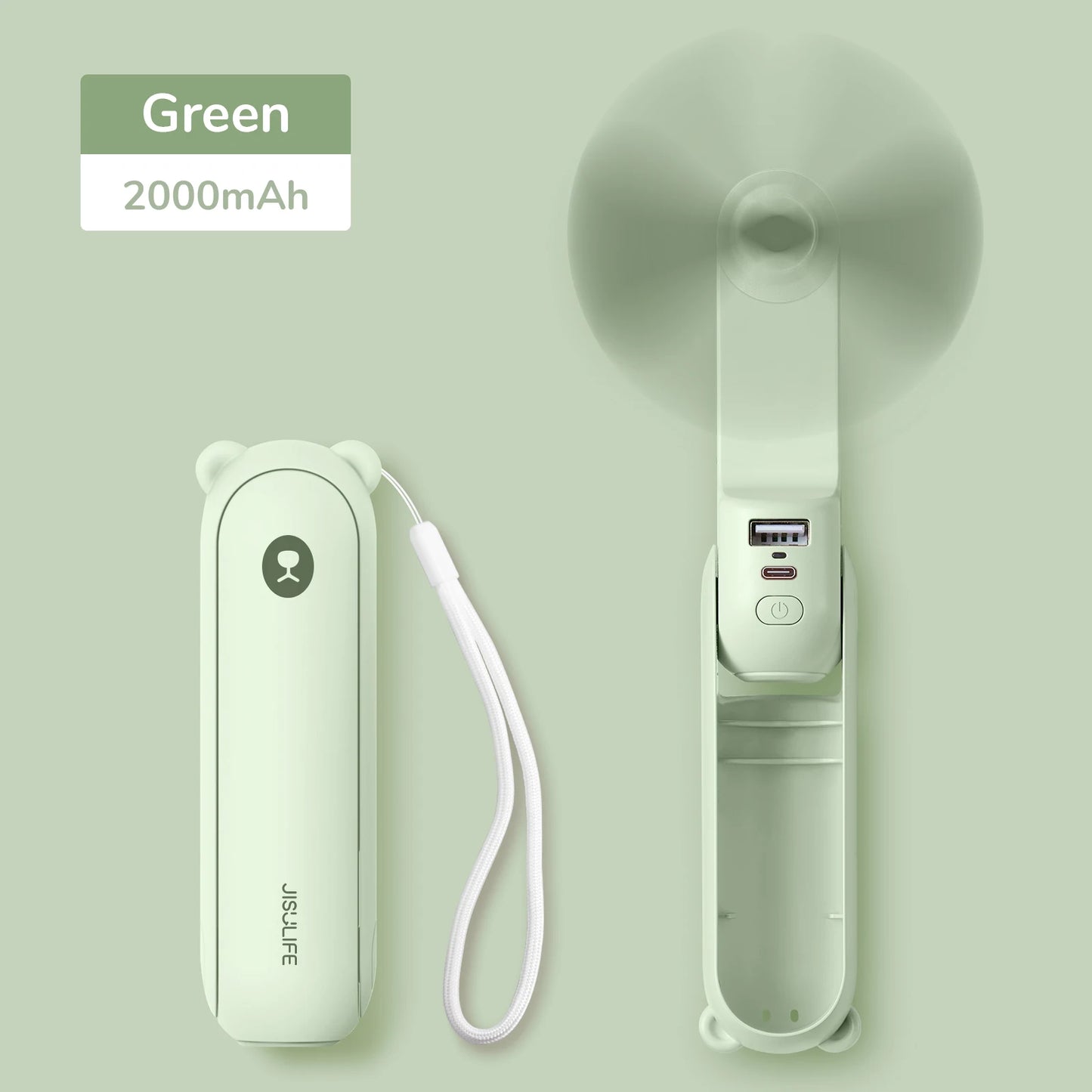 Portable Fan Mini Handheld Fan USB 4500Mah Recharge Hand Held Small 3 In1 Pocket Fan with Power Bank Flashlight Feature