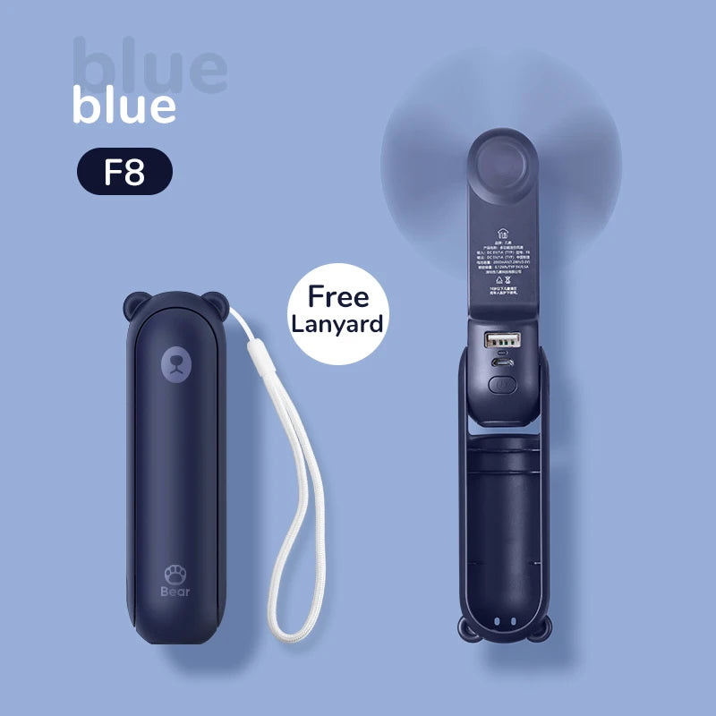 Portable Fan Mini Handheld Fan USB 4500Mah Recharge Hand Held Small 3 In1 Pocket Fan with Power Bank Flashlight Feature