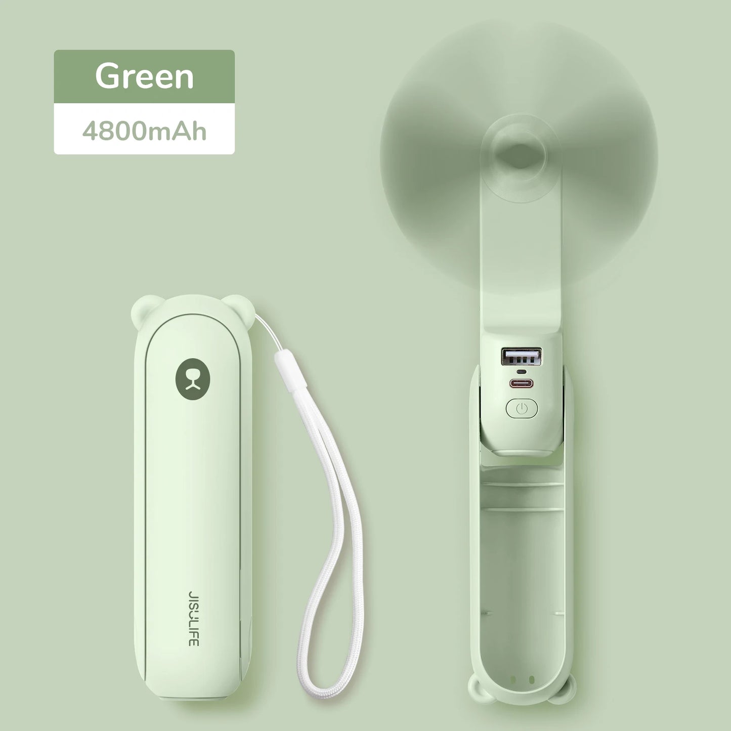 Portable Fan Mini Handheld Fan USB 4500Mah Recharge Hand Held Small 3 In1 Pocket Fan with Power Bank Flashlight Feature