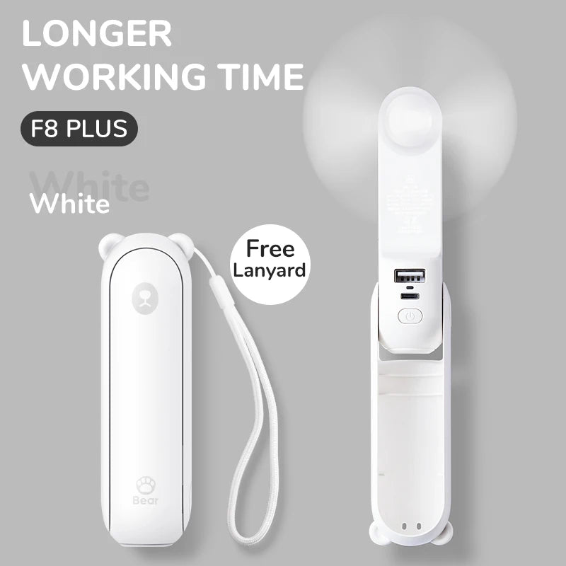 Portable Fan Mini Handheld Fan USB 4500Mah Recharge Hand Held Small 3 In1 Pocket Fan with Power Bank Flashlight Feature