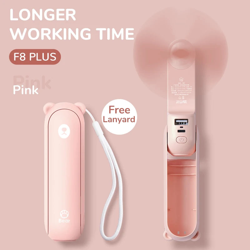 Portable Fan Mini Handheld Fan USB 4500Mah Recharge Hand Held Small 3 In1 Pocket Fan with Power Bank Flashlight Feature